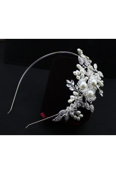 Alloy Rhinestone Wedding Headpieces with Imitation Pearls