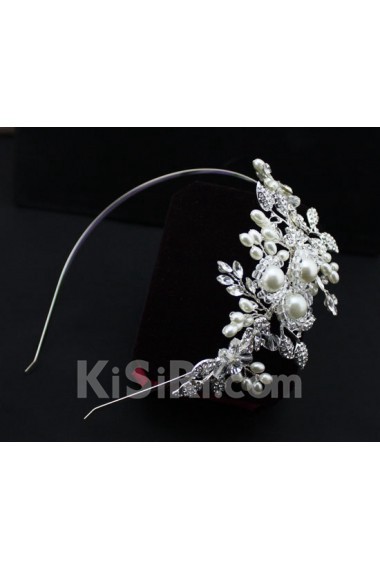 Alloy Rhinestone Wedding Headpieces with Imitation Pearls