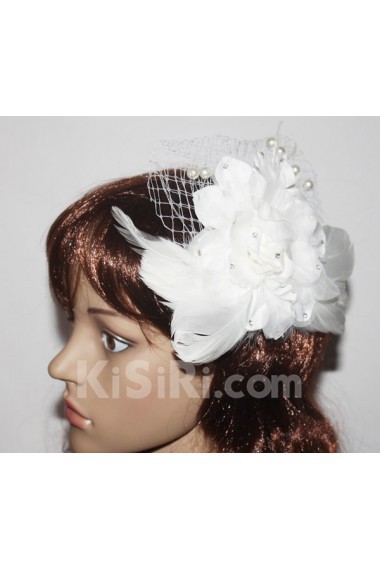 Elegant Feather Wedding Headpieces with Imitation Pearls