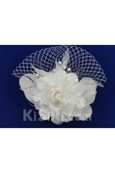 Elegant Feather Wedding Headpieces with Imitation Pearls