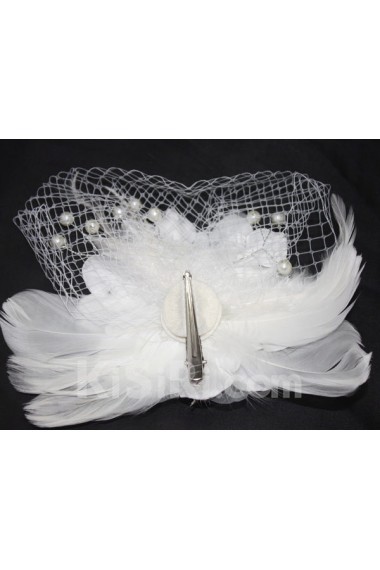 Elegant Feather Wedding Headpieces with Imitation Pearls