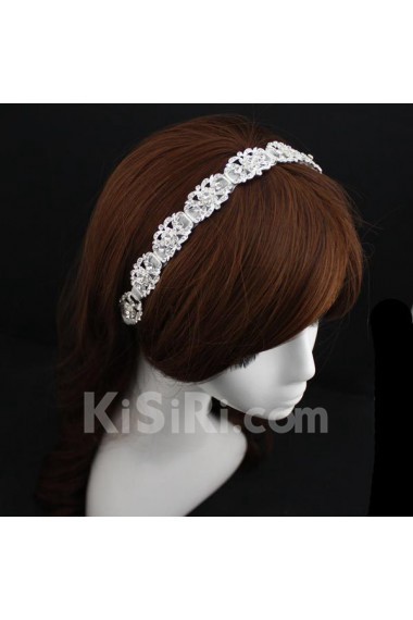 Rhinestone Wedding Headpieces with Lace Ribbon