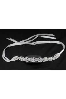 Rhinestone Wedding Headpieces with Lace Ribbon