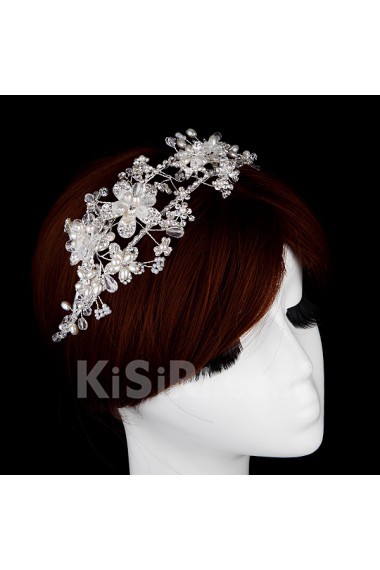 Alloy Crystal and Rhinestone Wedding Headpieces with Imitation Pearls