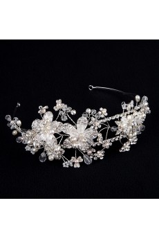 Alloy Crystal and Rhinestone Wedding Headpieces with Imitation Pearls