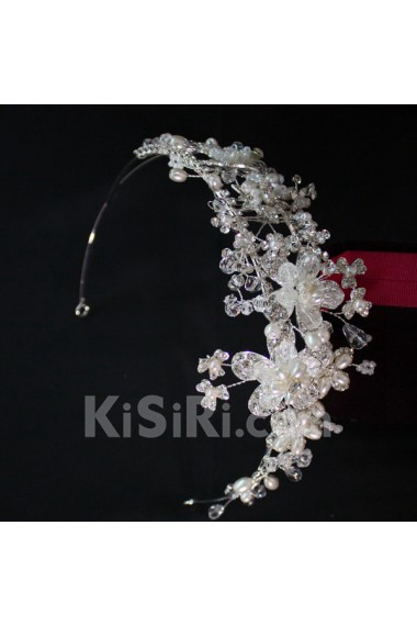 Alloy Crystal and Rhinestone Wedding Headpieces with Imitation Pearls