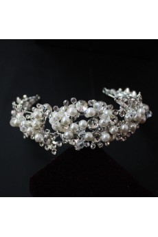 Alloy Rhinestone Wedding Headpieces with Imitation Pearls