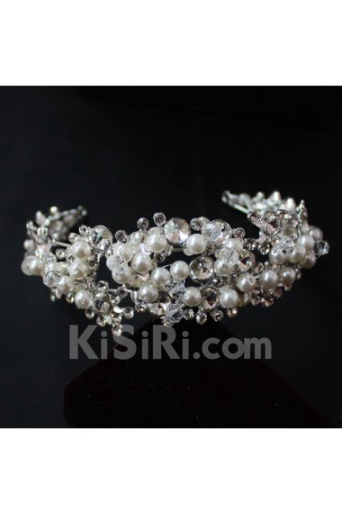 Alloy Rhinestone Wedding Headpieces with Imitation Pearls