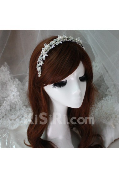 Alloy Rhinestone Wedding Headpieces with Imitation Pearls