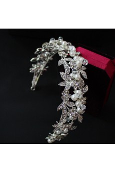 Alloy Rhinestone Wedding Headpieces with Imitation Pearls