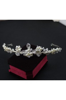 Alloy Rhinestone Wedding Headpieces with Imitation Pearls