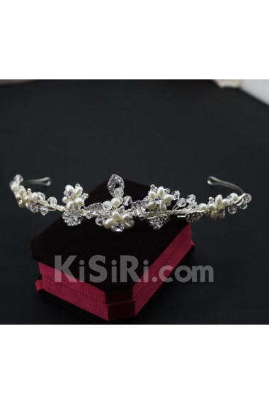 Alloy Rhinestone Wedding Headpieces with Imitation Pearls