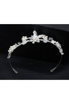 Alloy Rhinestone Wedding Headpieces with Imitation Pearls