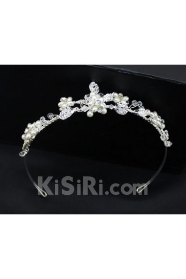 Alloy Rhinestone Wedding Headpieces with Imitation Pearls