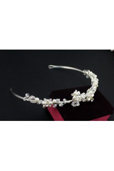 Alloy Rhinestone Wedding Headpieces with Imitation Pearls