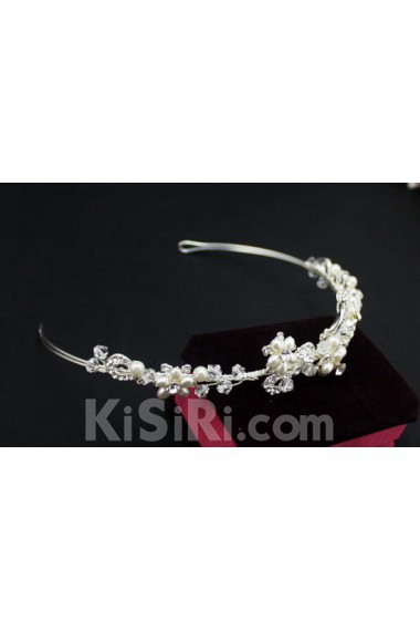 Alloy Rhinestone Wedding Headpieces with Imitation Pearls