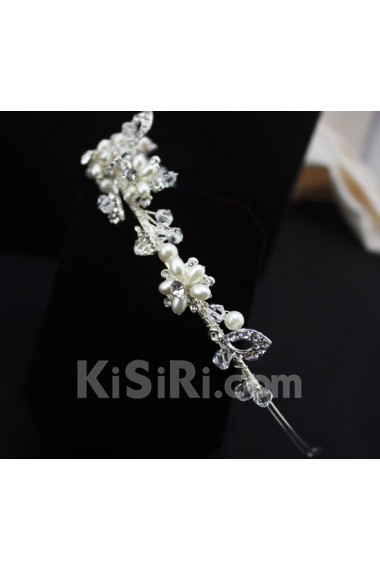 Alloy Rhinestone Wedding Headpieces with Imitation Pearls