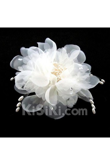 White Chiifon Beads Floral Wedding Headpieces