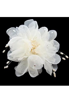 White Chiifon Beads Floral Wedding Headpieces