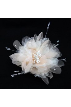 Champagne Chiifon Beads Floral Wedding Headpieces