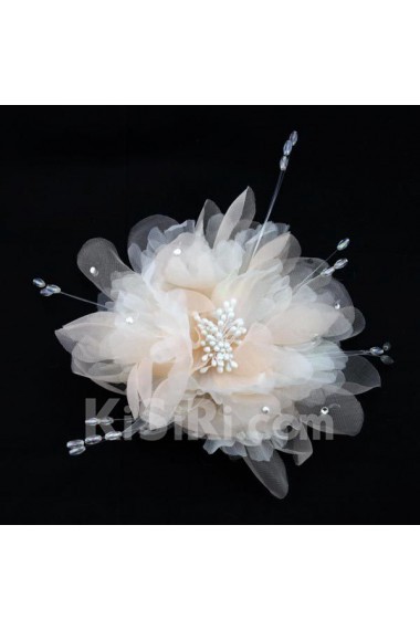 Champagne Chiifon Beads Floral Wedding Headpieces