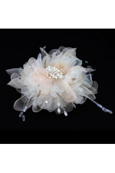 Champagne Chiifon Beads Floral Wedding Headpieces