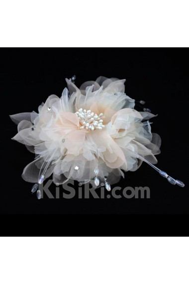 Champagne Chiifon Beads Floral Wedding Headpieces