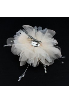 Champagne Chiifon Beads Floral Wedding Headpieces