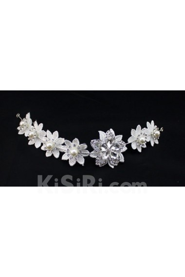 Lace Rhinestone Wedding Headpieces with Imitation Pearls