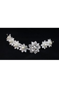 Lace Rhinestone Wedding Headpieces with Imitation Pearls