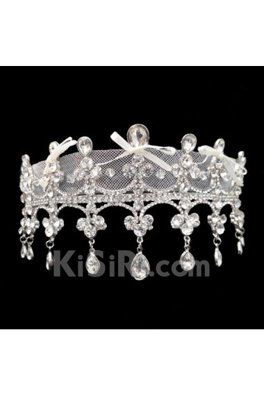 Alloy Rhinestone Wedding Headpieces with Ribbons