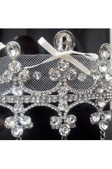 Alloy Rhinestone Wedding Headpieces with Ribbons