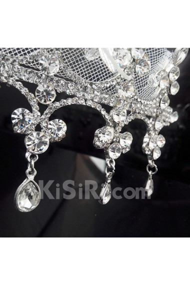 Alloy Rhinestone Wedding Headpieces with Ribbons