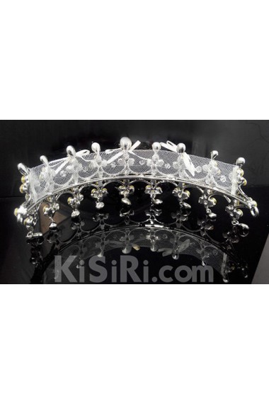 Alloy Rhinestone Wedding Headpieces with Ribbons