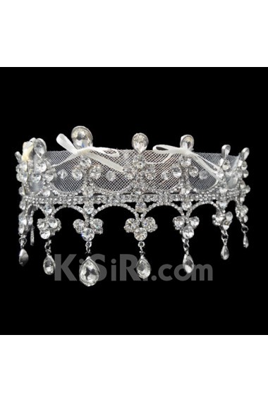 Alloy Rhinestone Wedding Headpieces with Ribbons