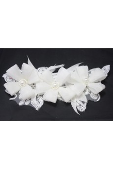 Lace and Chiffon Wedding Headpieces with Imitation Pearls