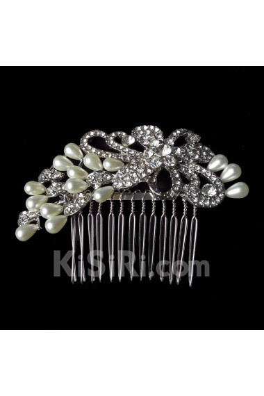 Rhinestone Combs Wedding Headpieces with Imitation Pearls