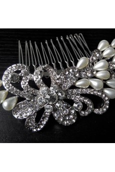 Rhinestone Combs Wedding Headpieces with Imitation Pearls