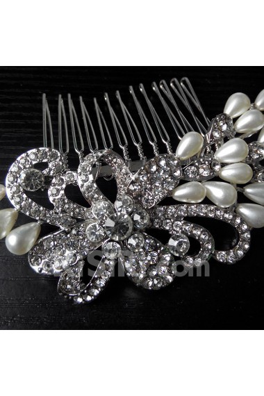 Rhinestone Combs Wedding Headpieces with Imitation Pearls