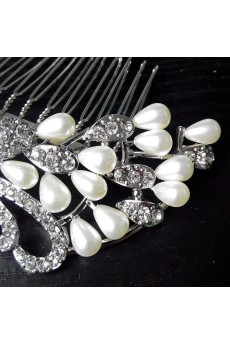 Rhinestone Combs Wedding Headpieces with Imitation Pearls