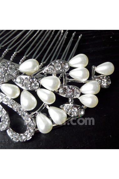 Rhinestone Combs Wedding Headpieces with Imitation Pearls