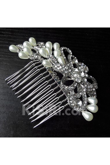 Rhinestone Combs Wedding Headpieces with Imitation Pearls