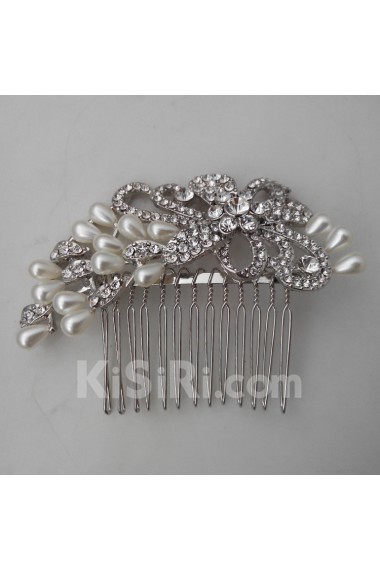 Rhinestone Combs Wedding Headpieces with Imitation Pearls