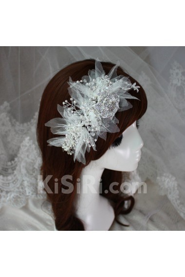 Yarn Rhinestone Wedding Headpieces with Imitation Pearls