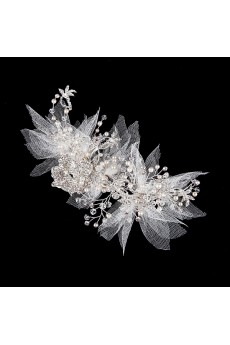 Yarn Rhinestone Wedding Headpieces with Imitation Pearls