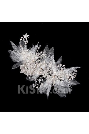 Yarn Rhinestone Wedding Headpieces with Imitation Pearls