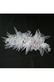 Yarn Rhinestone Wedding Headpieces with Imitation Pearls