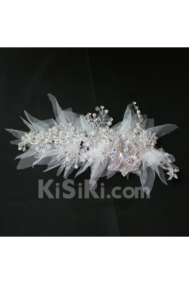 Yarn Rhinestone Wedding Headpieces with Imitation Pearls