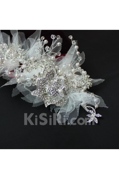 Yarn Rhinestone Wedding Headpieces with Imitation Pearls