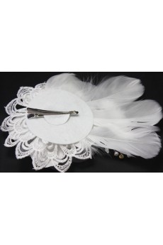 Lace Chiifon and Feather Wedding Headpieces with Imitation Pearls